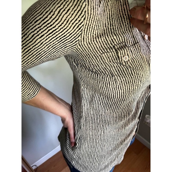 FDJ FRENCH DRESSING JEAN Women Black Beige Stripe Button Front Top Blouse - Picture 2 of 13